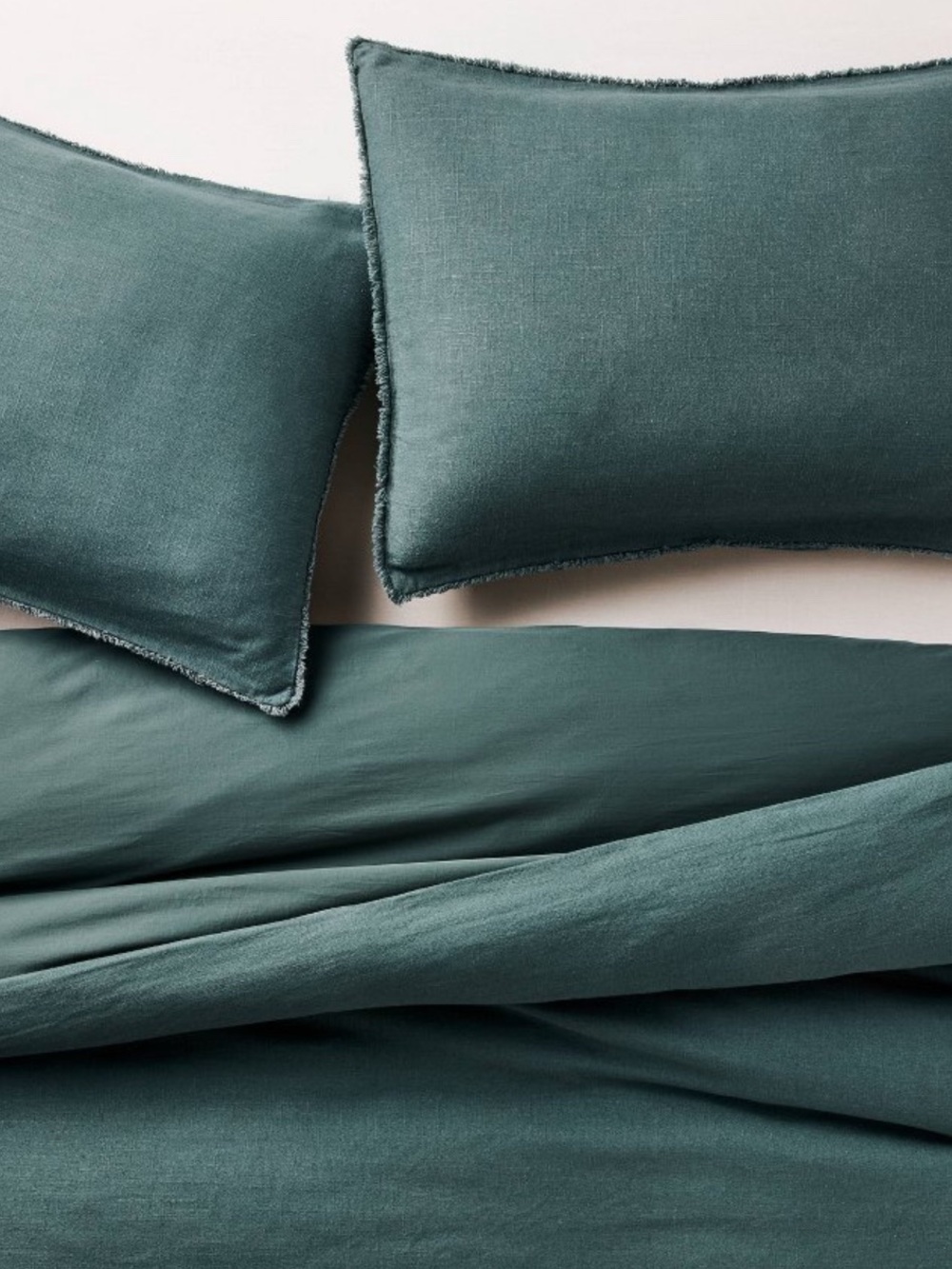 King Heavyweight Linen Blend Duvet Cover & Sham Set Dark Teal Blue -